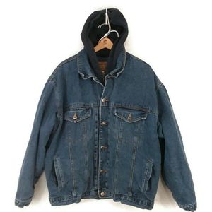 Faded Glory Coat Mens XL Zip & Button Up Blue Jean